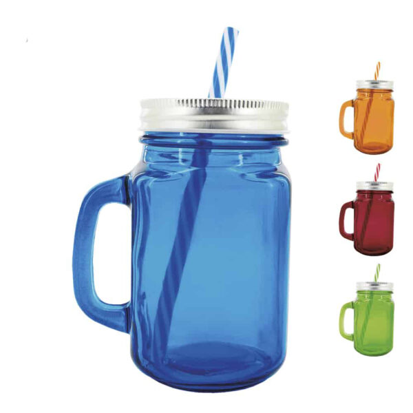 Jarra de colores con tapa