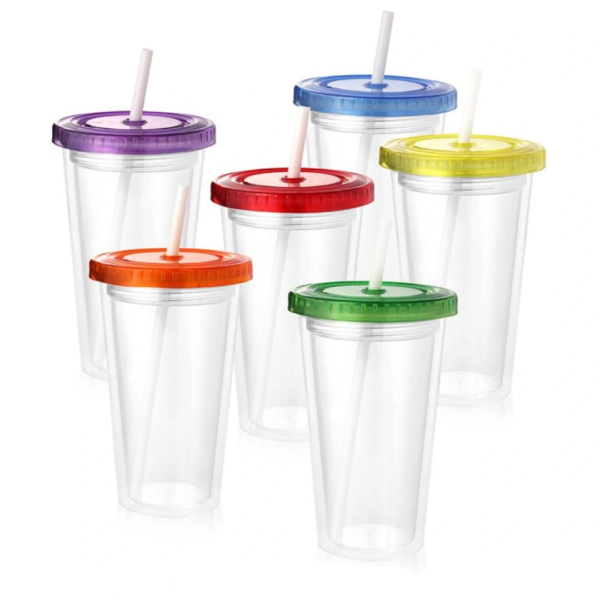 Vaso acrílico con tapa de color