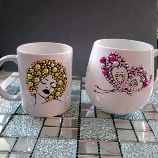 Tazas con pedrería/ Opalizado